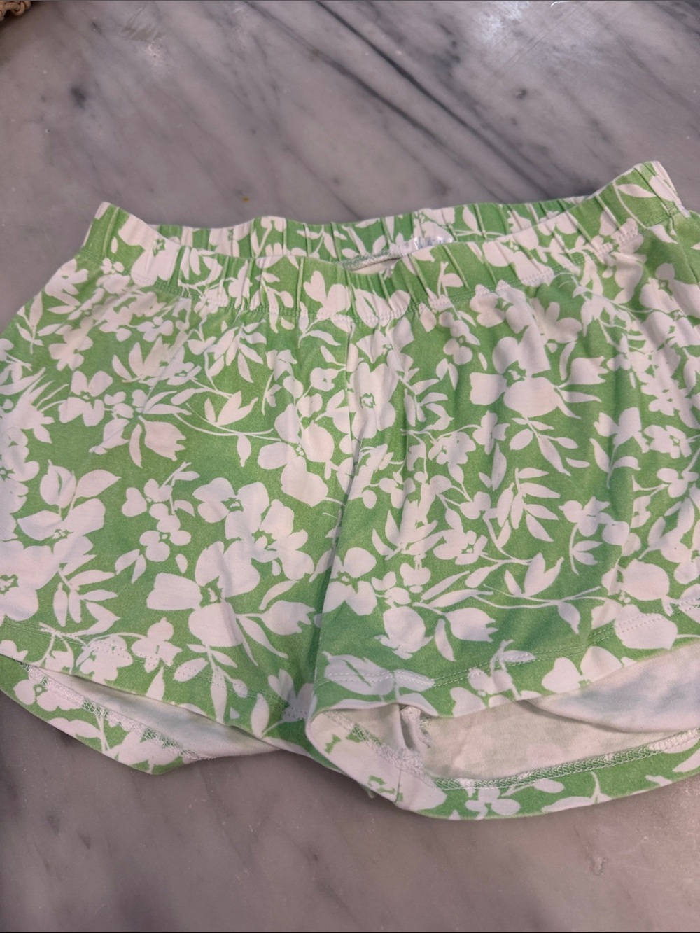 Women’s Green Floral Sleep Shorts — Lightweight Pajama Bottoms